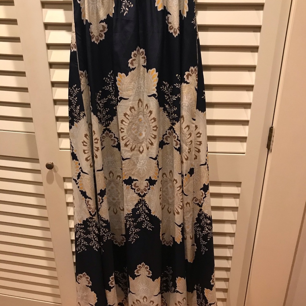 Navy blue print maxi dress